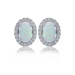 Georgini Opal Glow Blackwattle White Opal Earrings - Silver