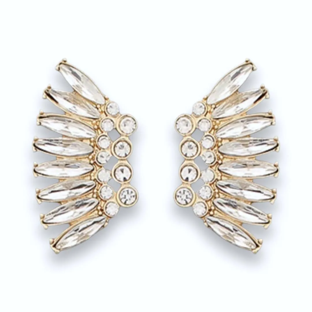 Glass Eyed Crystal Marquis Wing Earrings