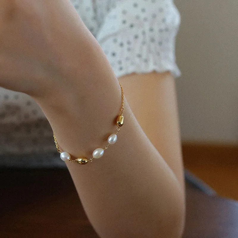 Gold Bean Pearl Bracelet