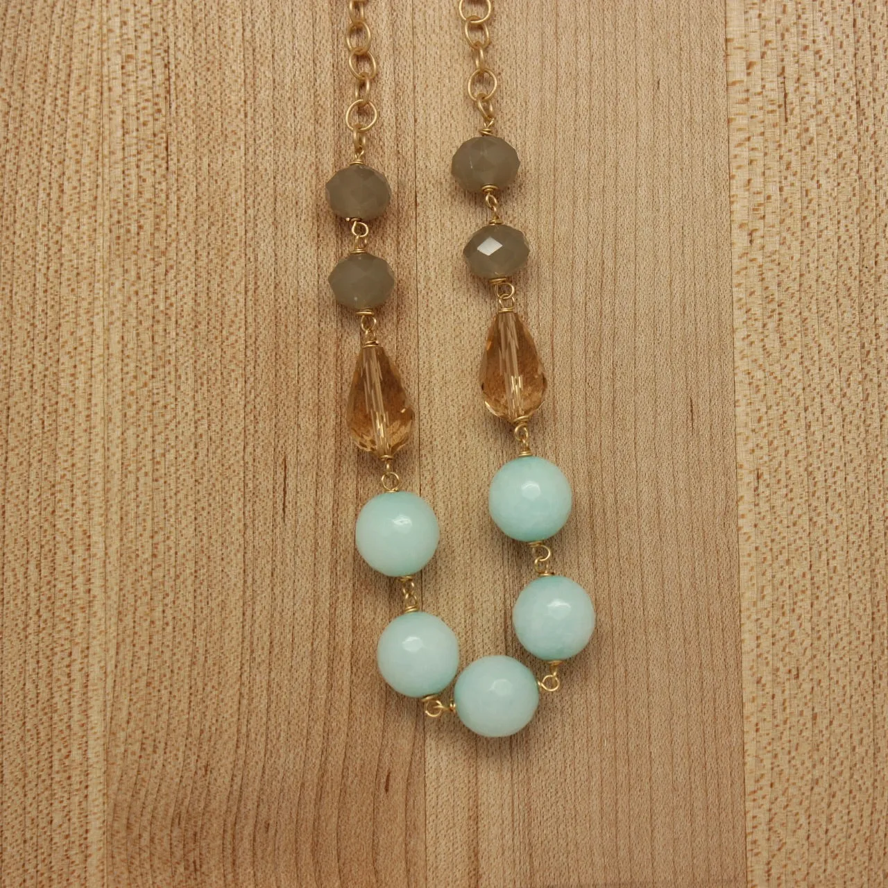 Gold Colorblock Wire Wrap Necklaces