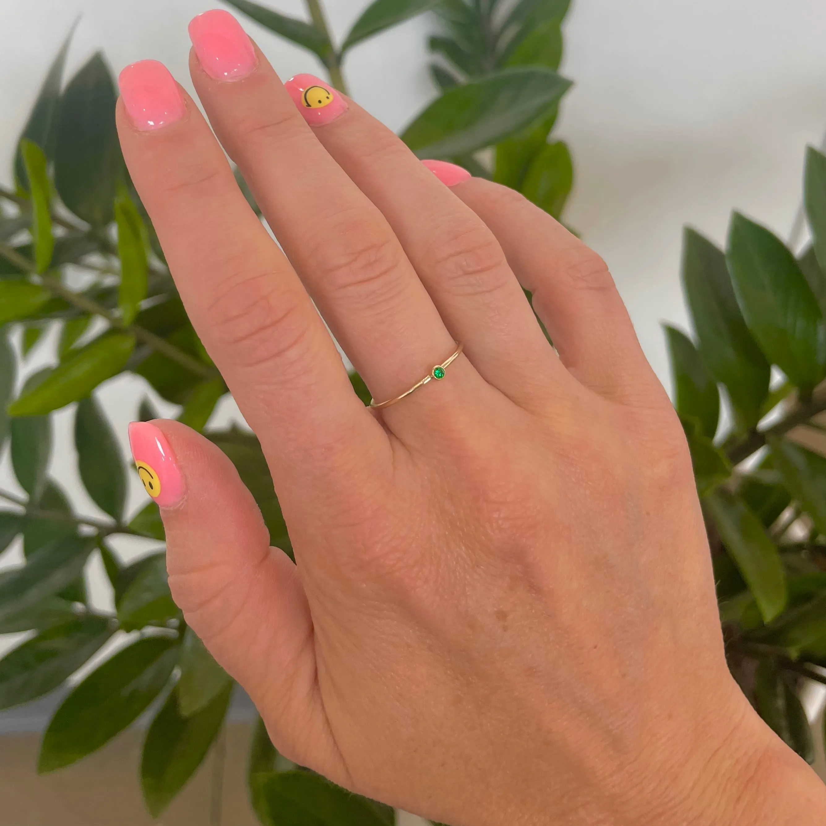 Gold Filled Stackable Ring-Emerald Gem