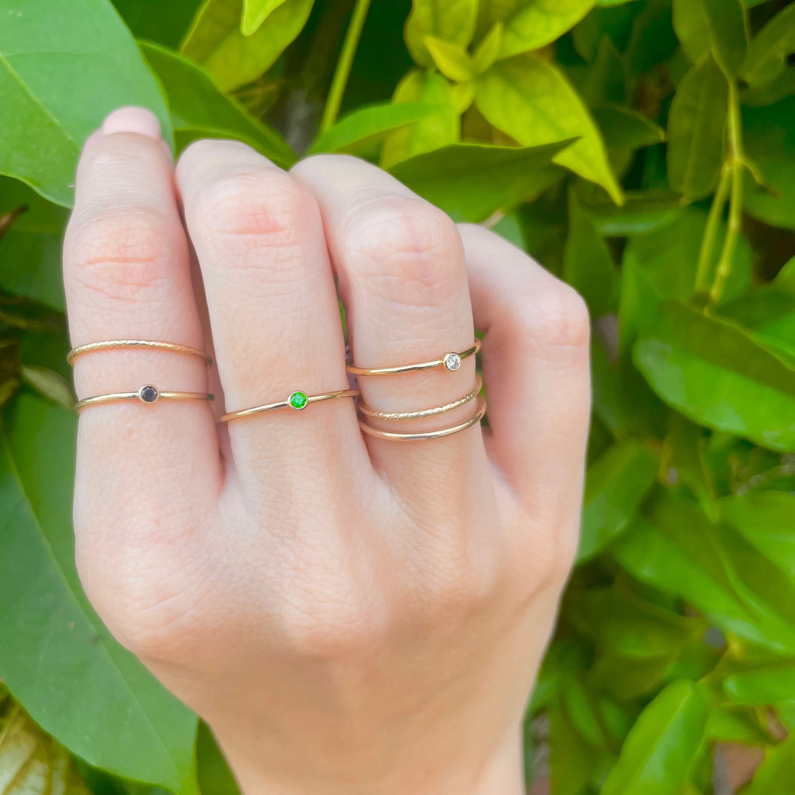 Gold Filled Stackable Ring-Emerald Gem