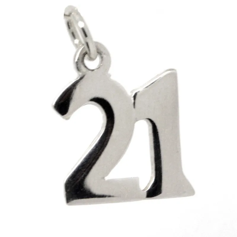 Gold Number 21 Plain Charm