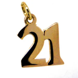 Gold Number 21 Plain Charm