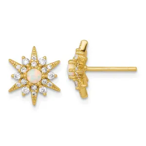 Gold Plated Sterling Silver Opal and CZ Star Earrings