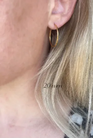 GoldFi - 18k Gold Filled Endless Hoop Earrings Gold Hoops 20mm, 30mm,