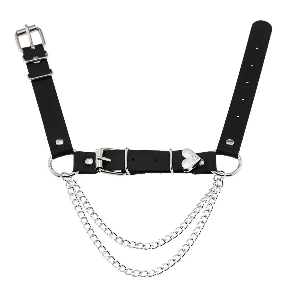 Goth 'Back Door' PU Black Faux Leather Chain Choker