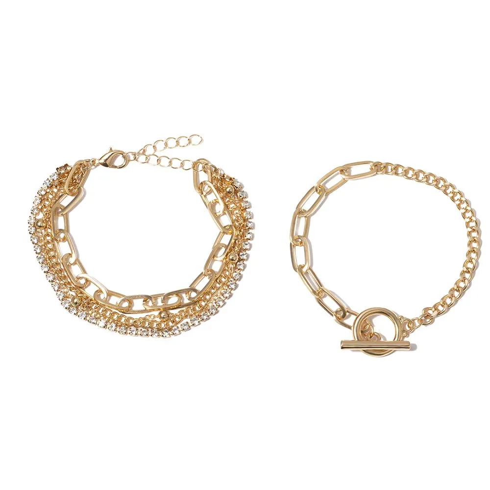 Handmade Minimalist Gold Charm Layering Bracelets Set