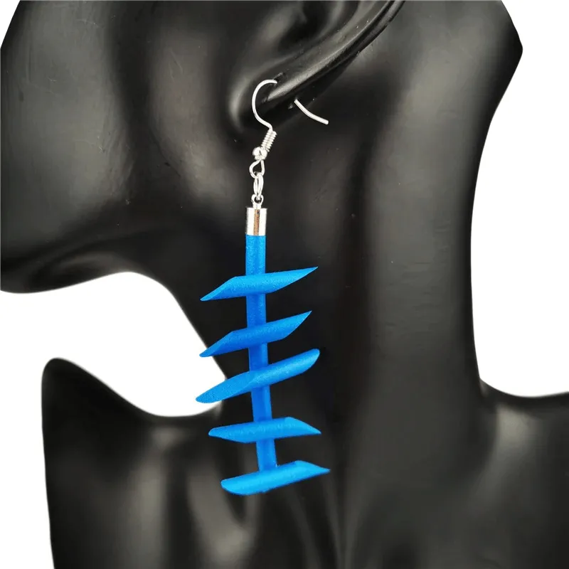 Handmade Rubber Long Earrings for Women / Gothic Strange Silicone Jewelry