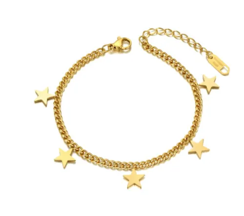 Hanging Star Charm Chain Link Bracelet