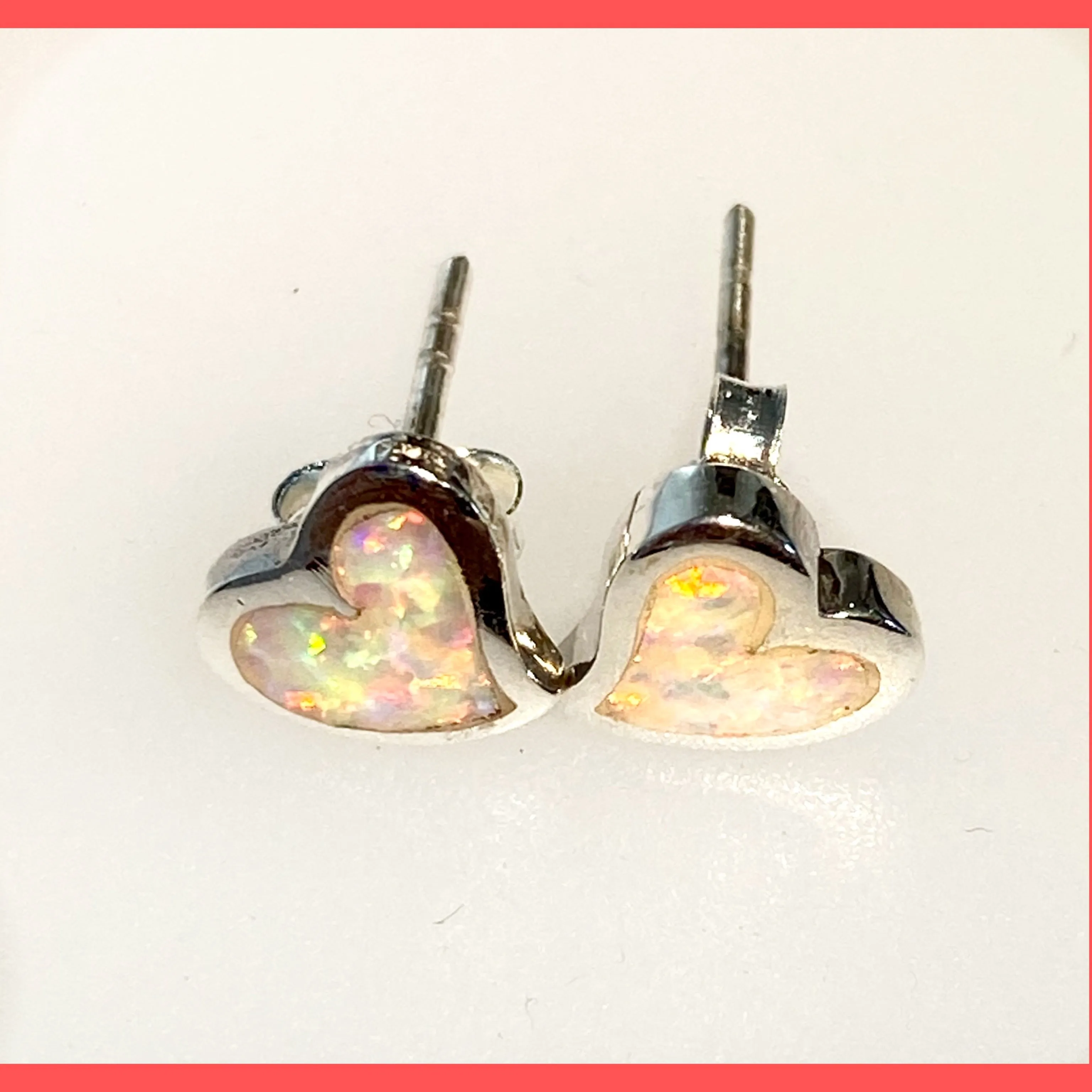 Heart Opal Earring Studs