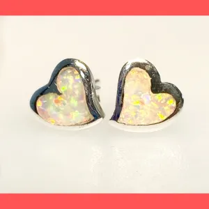 Heart Opal Earring Studs