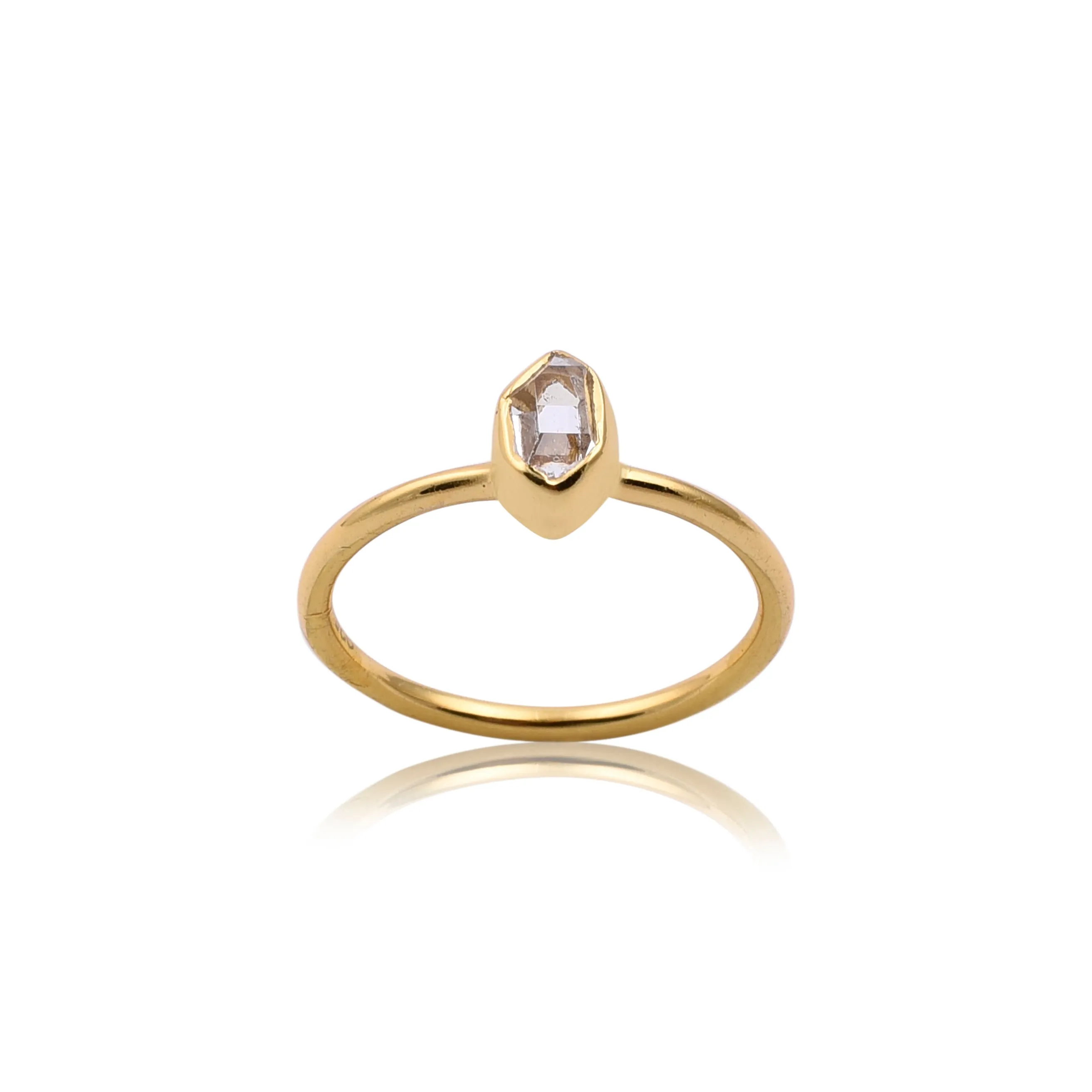 Herkimer Quartz Gold Ring