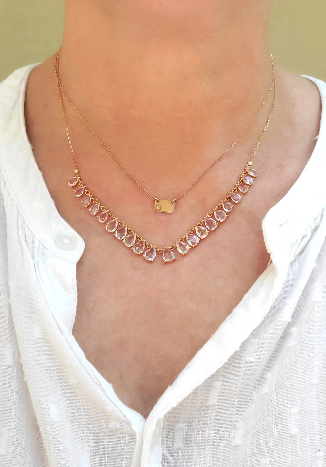 ILA Postcard 14K Rose Gold .01 Diamond Necklace