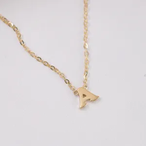 Initial necklace petite -Solid 9k gold