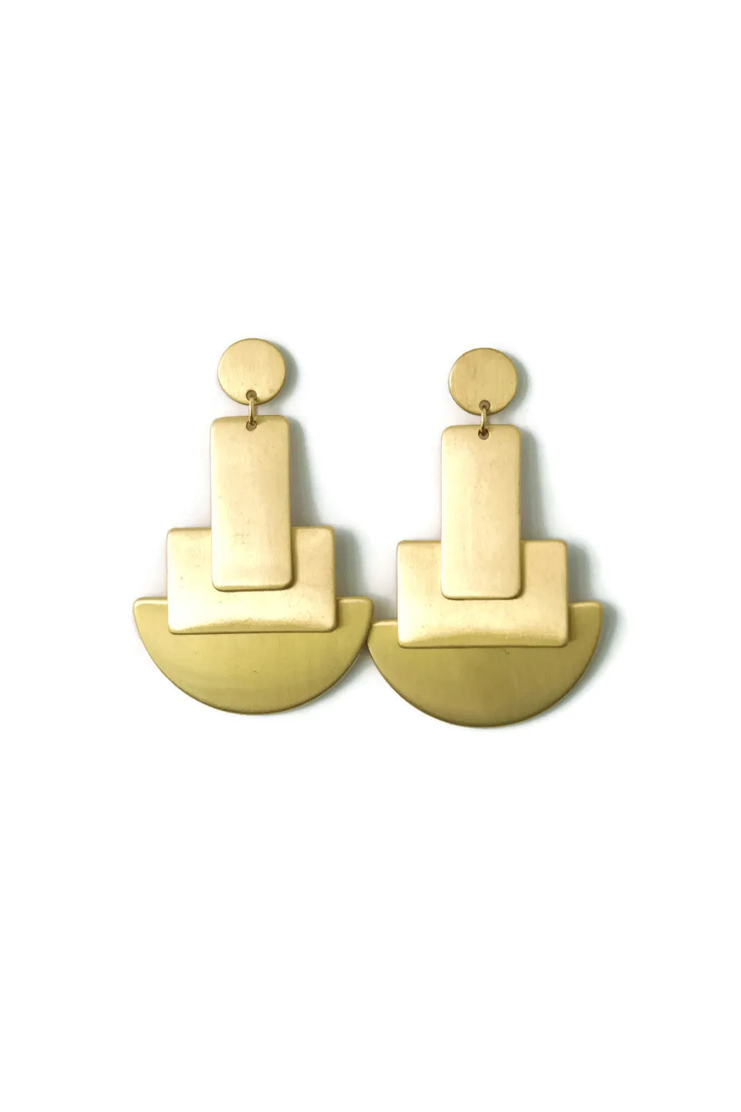 Jesse Girl Rectangle Gold Drop Pendant Earrings