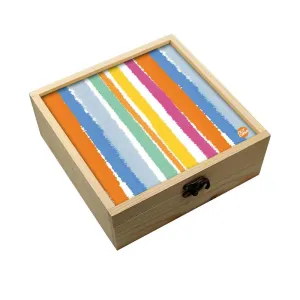 Jewellery Box Wooden Jewelry Organizer -  Multicolor Strips