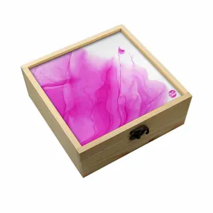 Jewellery Box Wooden Jewelry Organizer -  Pink Ink Watercolor