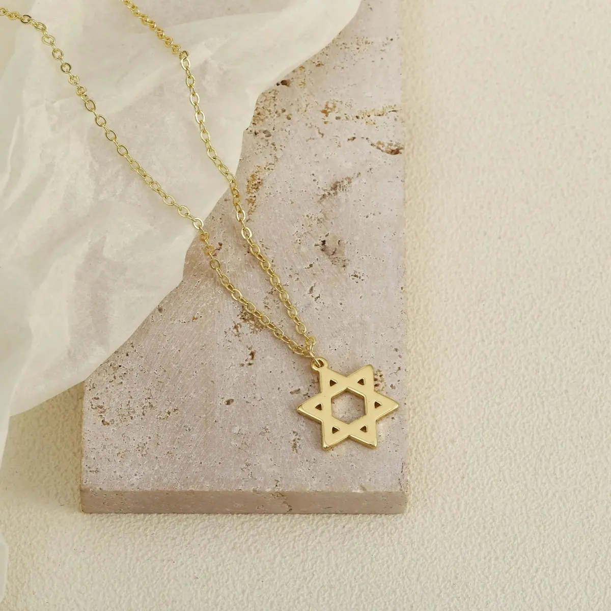 Kyerlyn 14k Gold David Star Necklaces