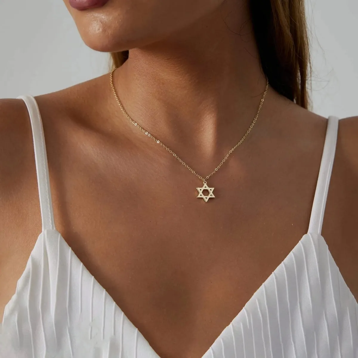 Kyerlyn 14k Gold David Star Necklaces