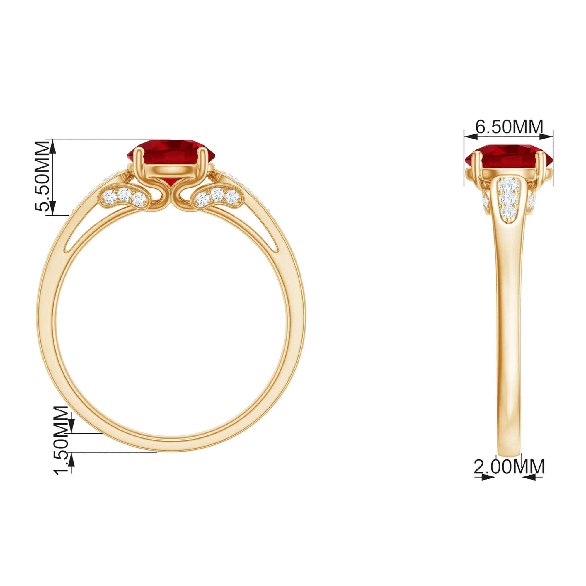 Lab-Created Ruby Solitaire Engagement Ring with Diamond