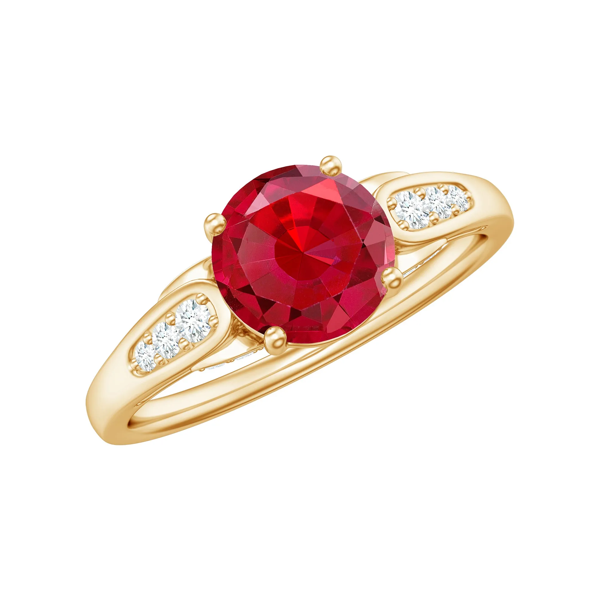 Lab-Created Ruby Solitaire Engagement Ring with Diamond