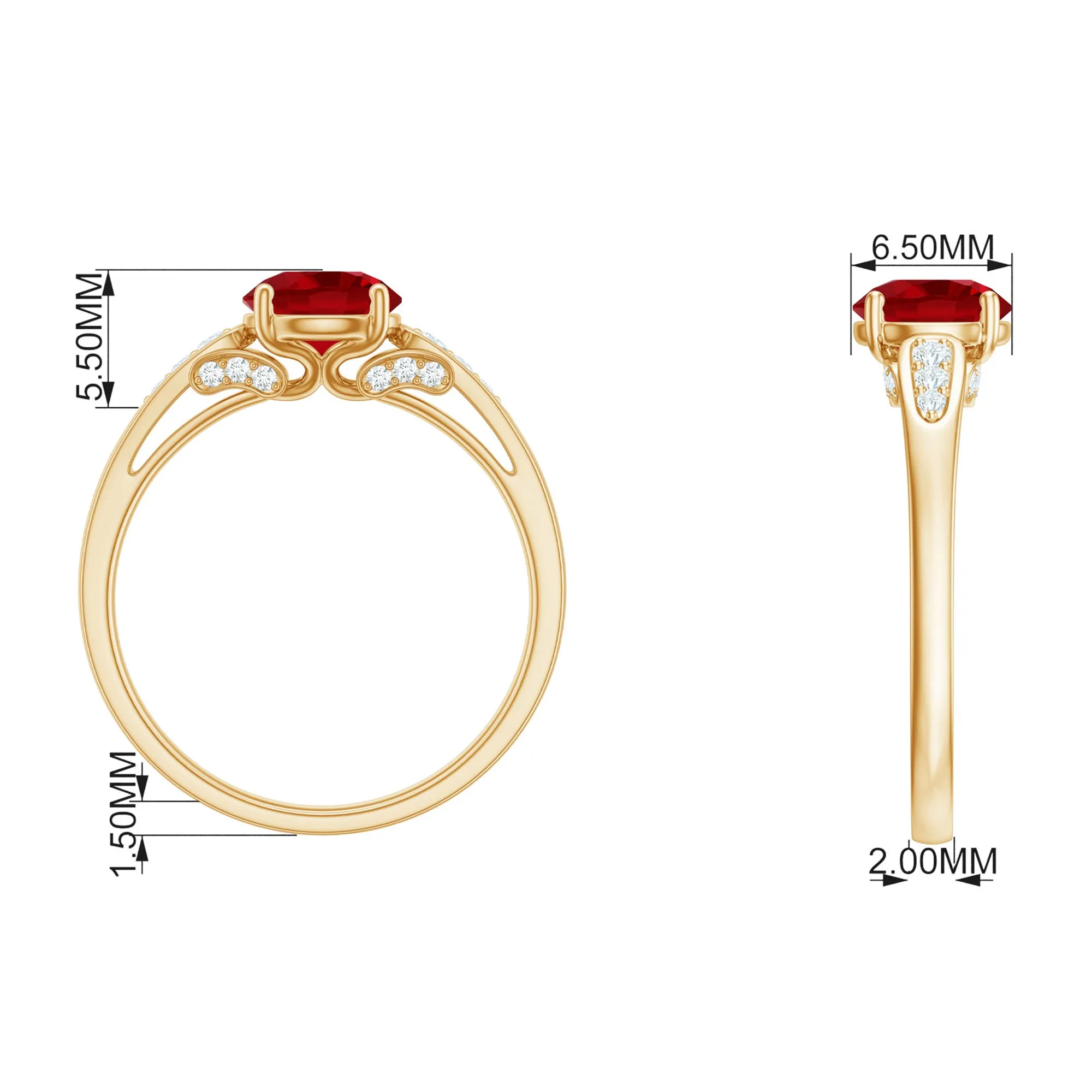 Lab-Created Ruby Solitaire Engagement Ring with Diamond