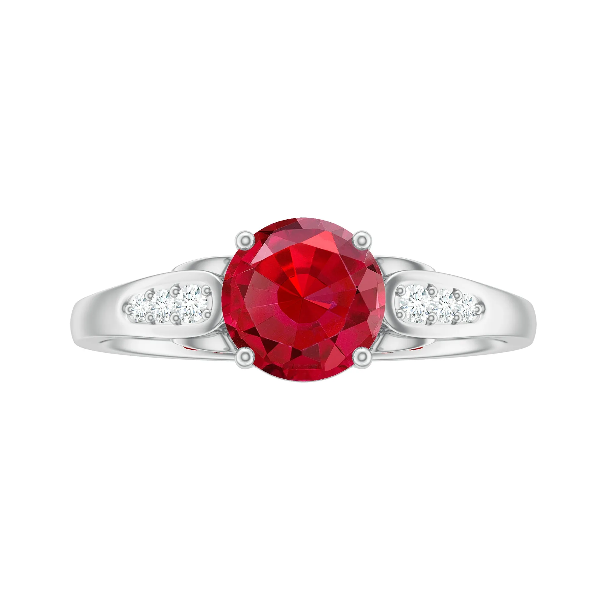 Lab-Created Ruby Solitaire Engagement Ring with Diamond