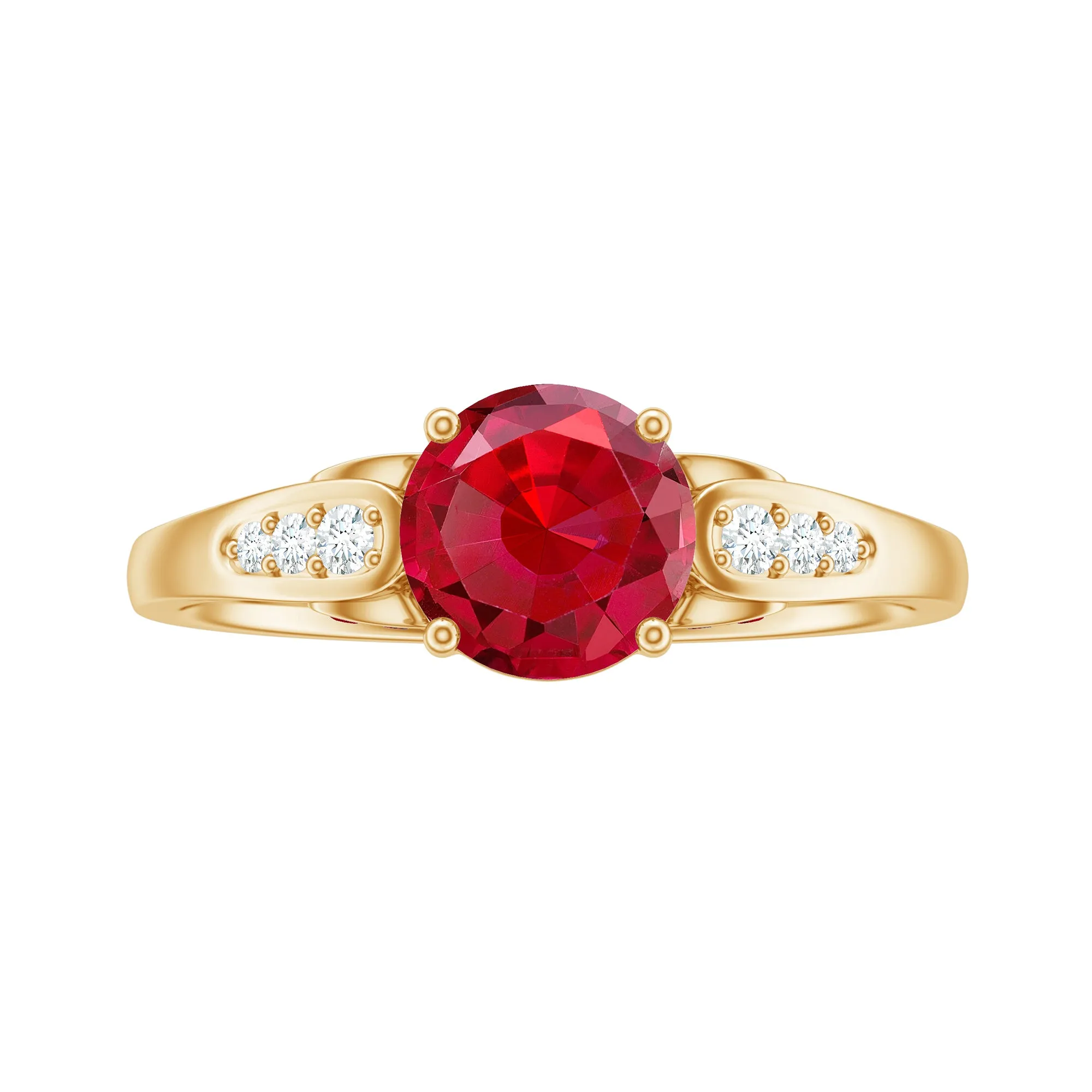 Lab-Created Ruby Solitaire Engagement Ring with Diamond