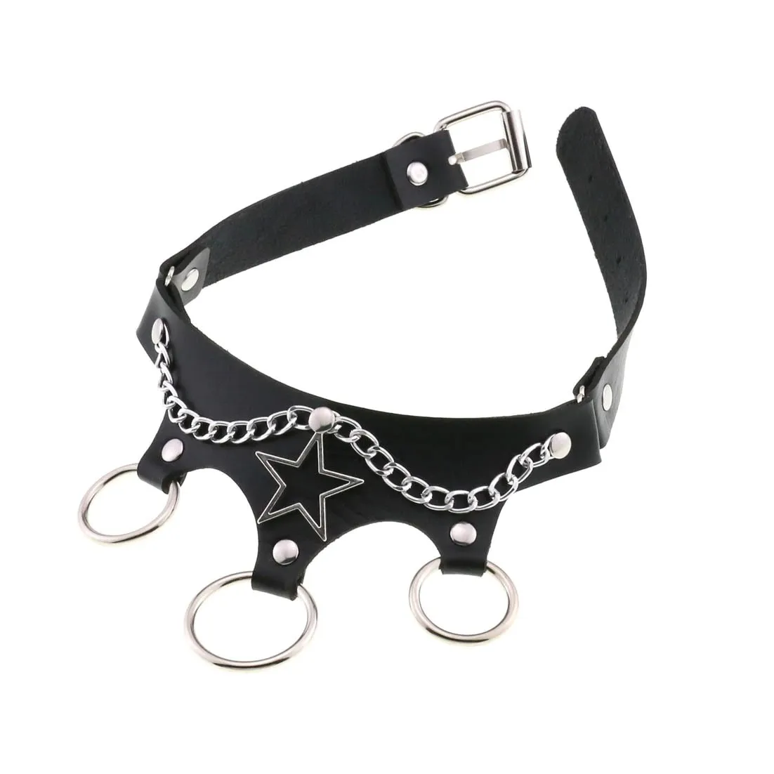 Ladies Leather Star Choker / Punk Style Chocker Collar / Female Cosplay Accessories