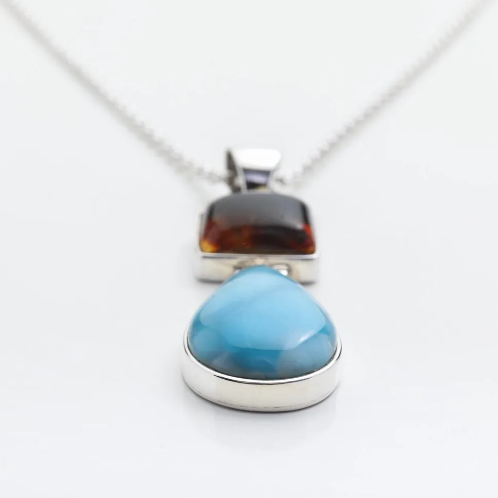 Larimar Amber Pendant Cercei