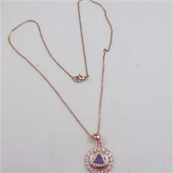 Lavender  Crystal  & Rhinestone Rose Gold Pendant Necklace