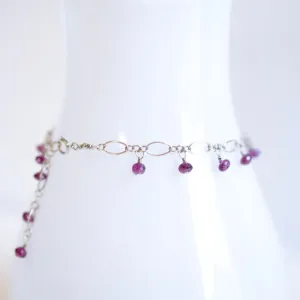 Lilibeth - Rhodolite Garnet, Oxidized Sterling Silver Bracelet