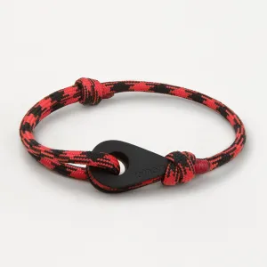 LONG BEACH Mens Womens Thimble Charm Bracelets Paracord Rope Wristbands Black Red Matte Black