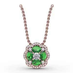 Love in Bloom Emerald and Diamond Pendant