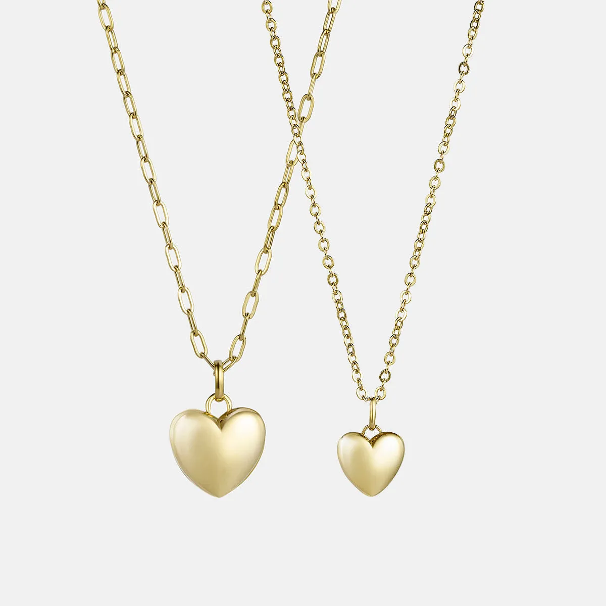 Love Pendant Staple Chain Necklace Set - Mom & Mini