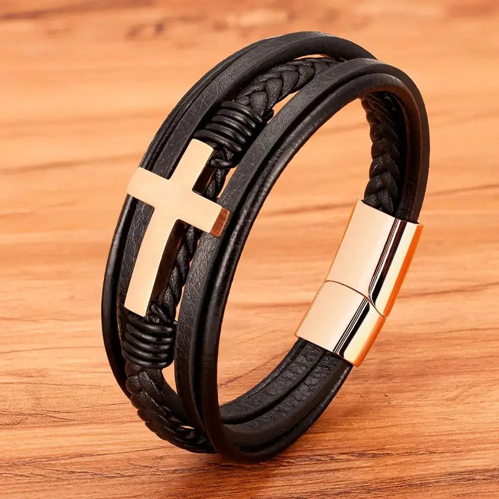 Men's Crucifix Magnetic Bracelets