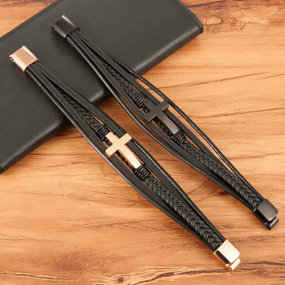 Men's Crucifix Magnetic Bracelets