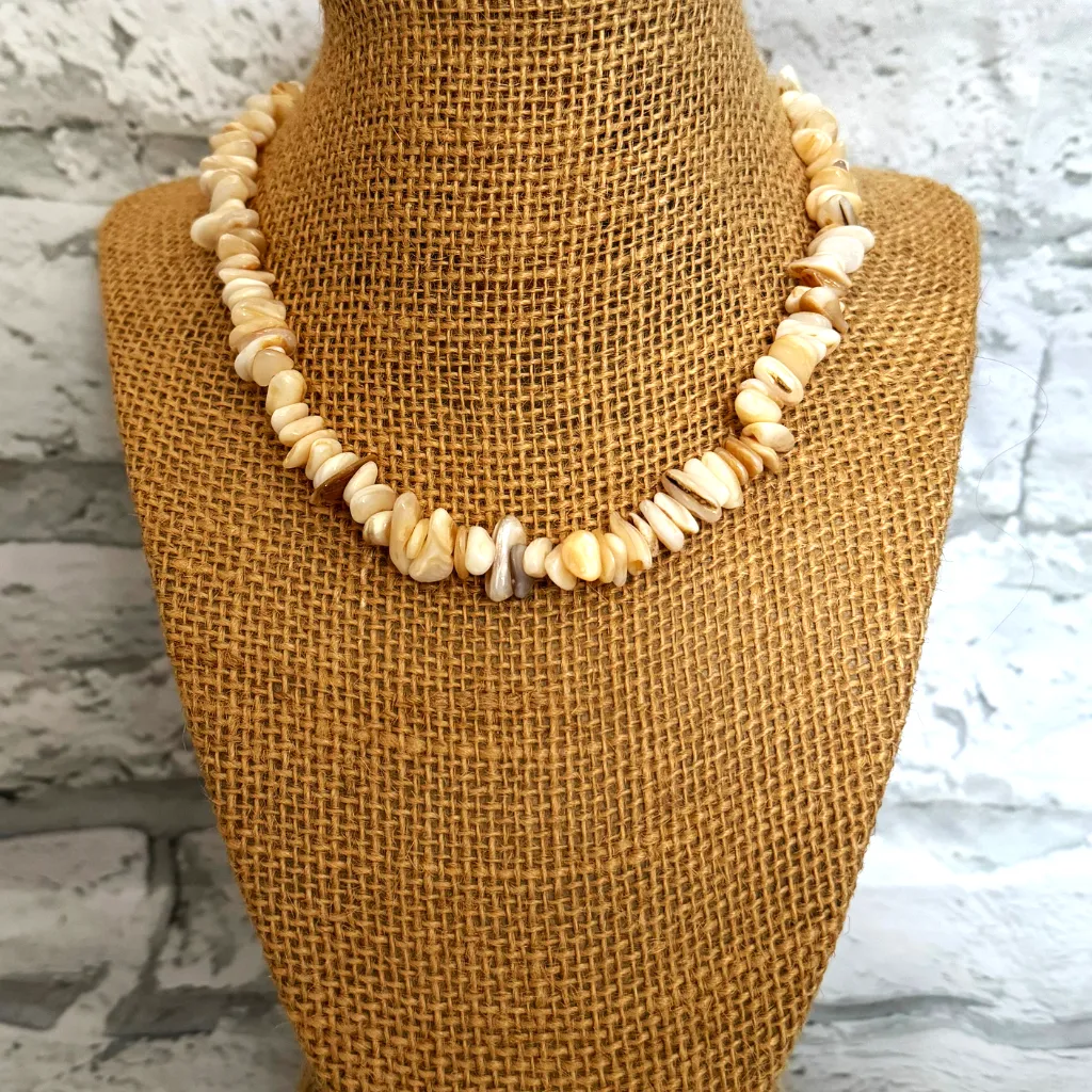 Mens Mother of Pearl Chip Beaded Necklace