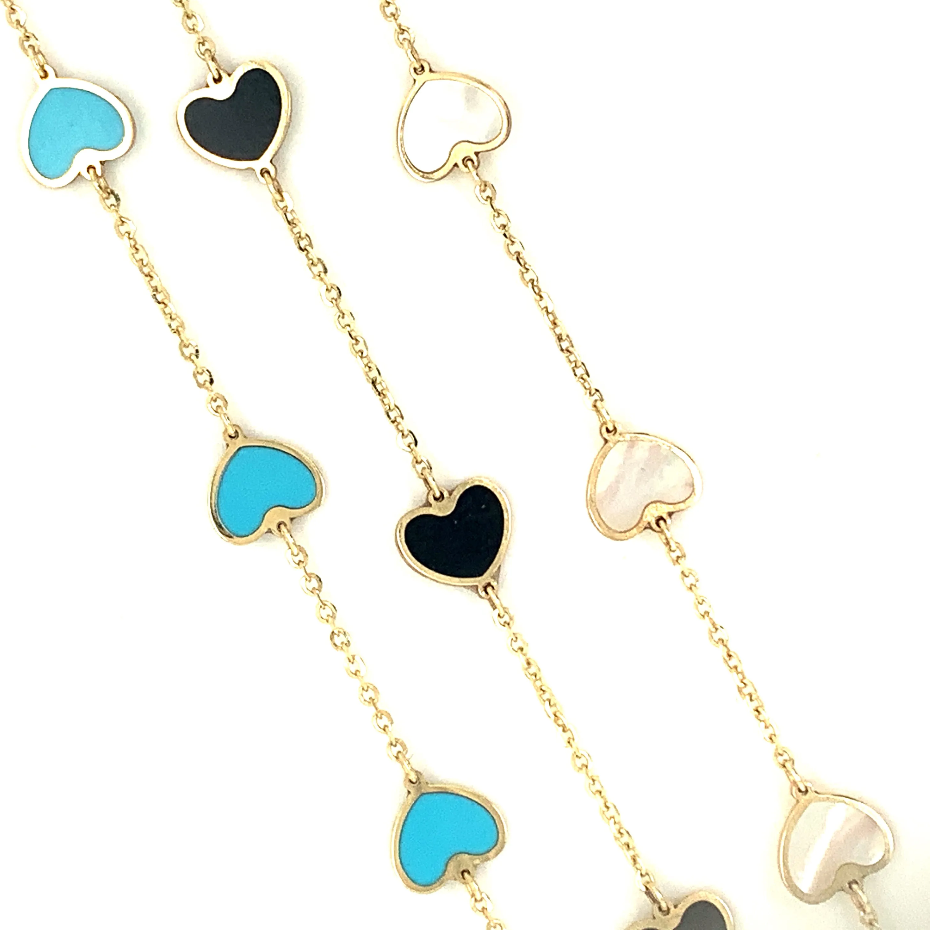 Mini Heart Station Necklace/Turquoise