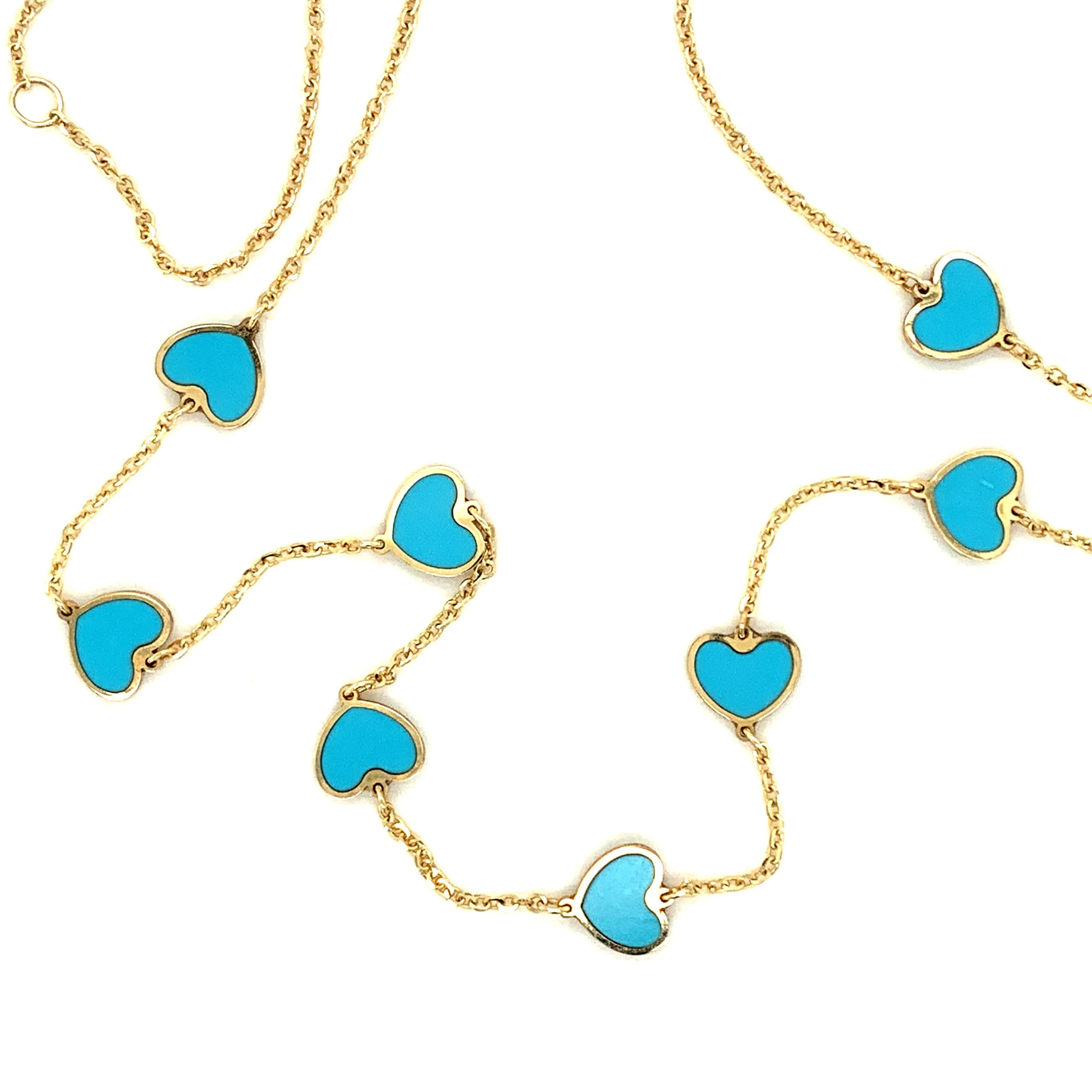 Mini Heart Station Necklace/Turquoise