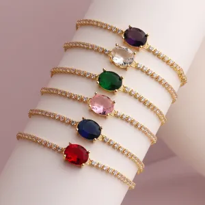 Minimalist Women Ellipse Geometric Zircon Electroplating Bracelets