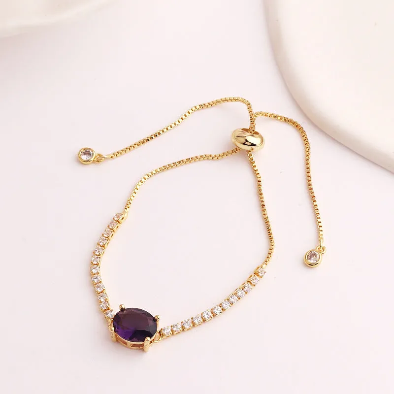 Minimalist Women Ellipse Geometric Zircon Electroplating Bracelets