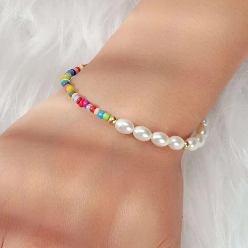 New Design Colorful Seed Beads Bracelets Bohemian Oval Pearl Bracelets For Women Beach Jewelry Party Gifts