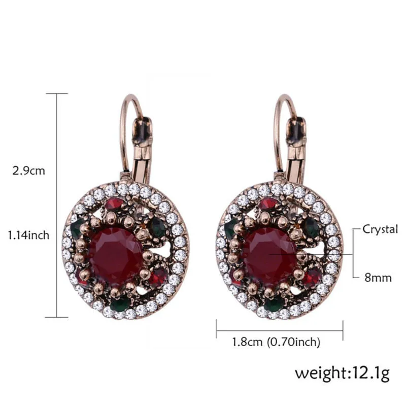 New Fashion Jewelry Round Crystal Rhinestones Vintage Drop Earrings Women Hanging Earrings Accessories