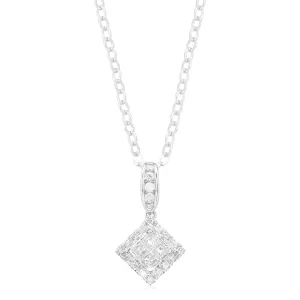 New York 14ct White Gold with Princess & Round Cut 1/3 CARAT tw of Diamond Pendant