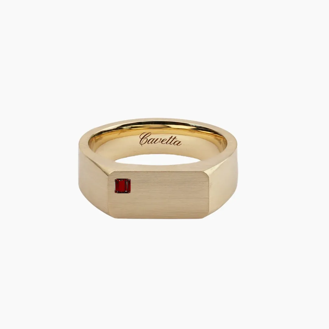 No. 6 (c) Chunky Solid Gold Ring (Square Ruby)