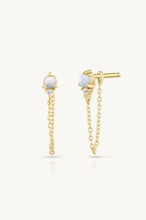 October Opal Birthstone Gold Stud