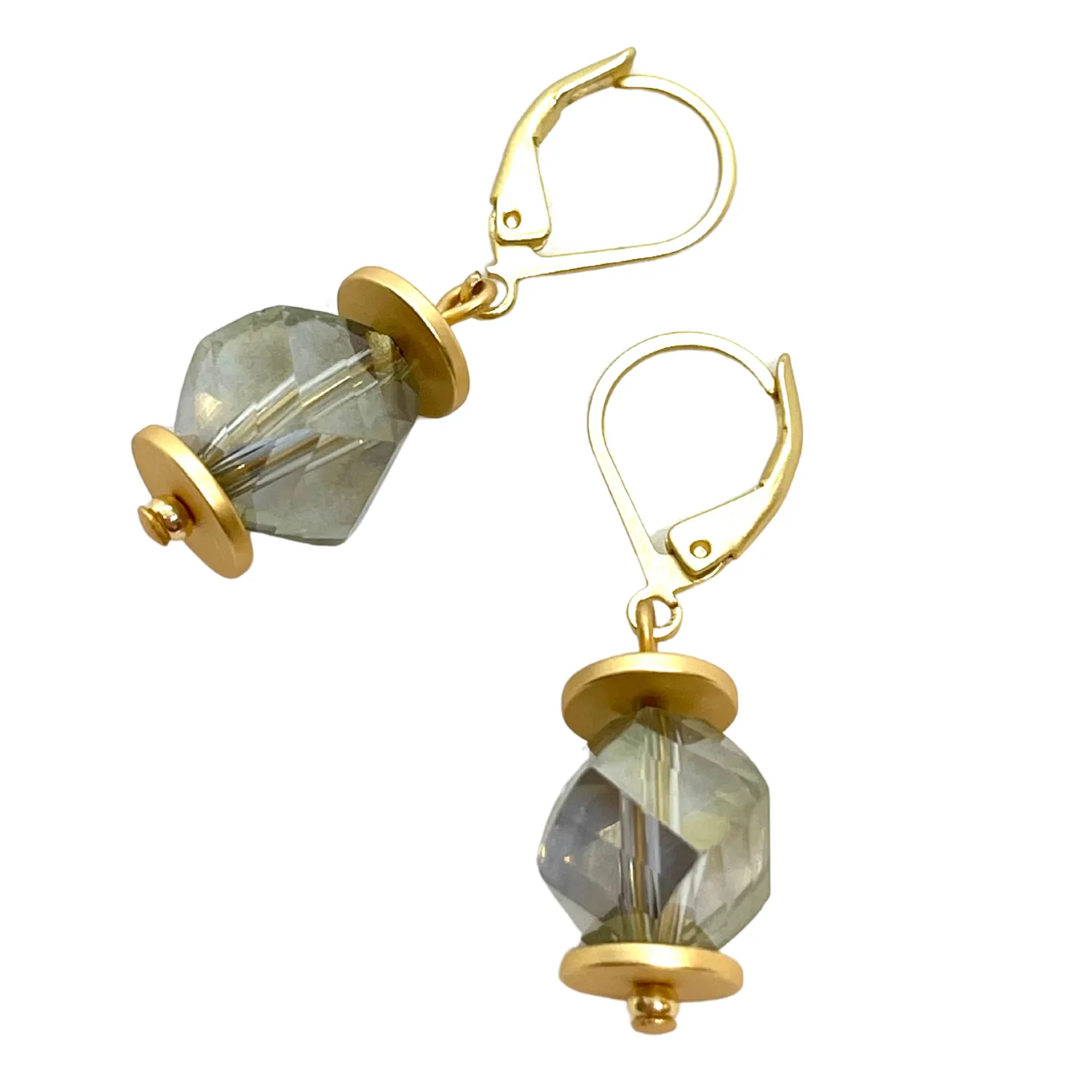 Olive Slice Crystal Earrings