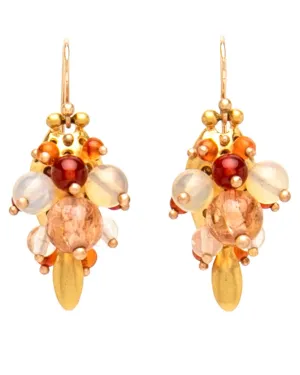 Opal and Topaz Bug Cluster Earrings